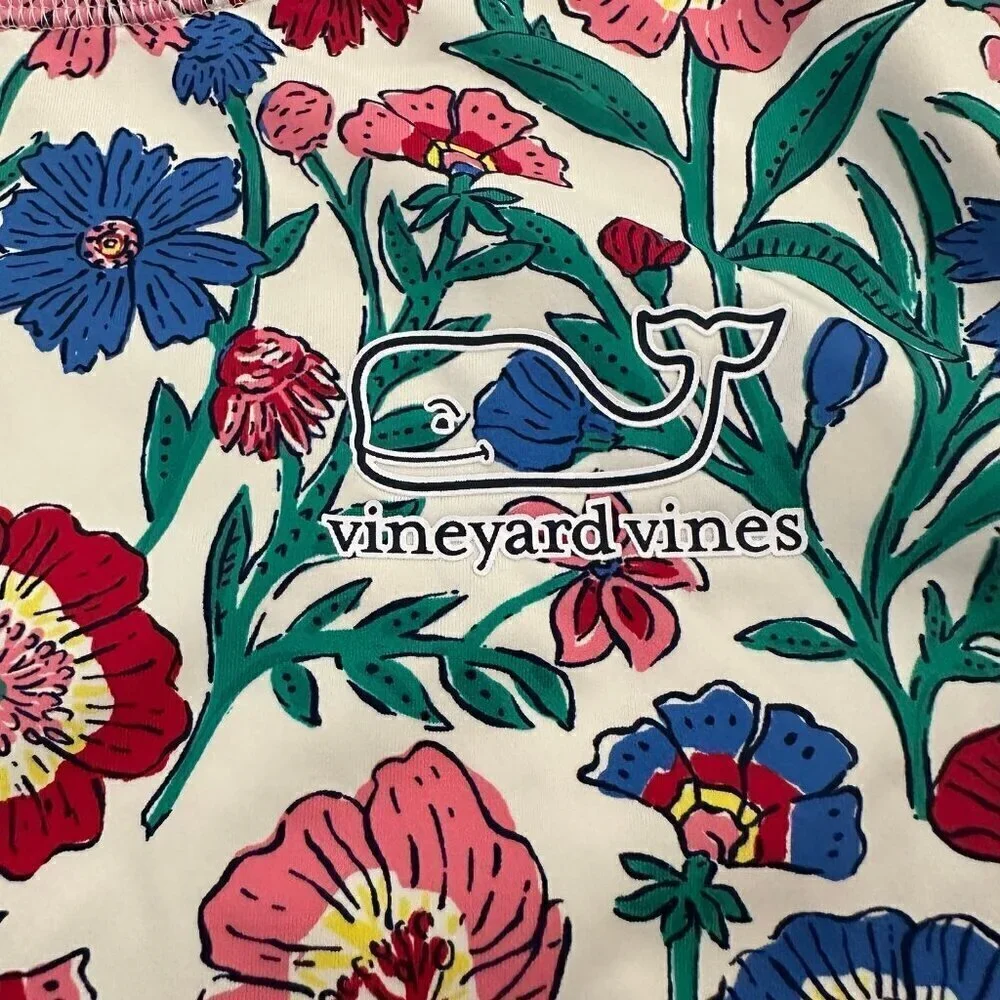Vineyard Vines White Tisbury Floral Long Sleeve Swim Shirt UPF Sun Girls XL